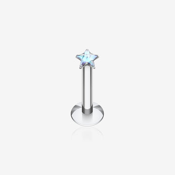 Star Gem Top Internally Threaded Labret-Aurora Borealis